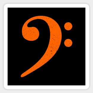 Bass Player Gift - Distressed Orange Bass Clef Sticker